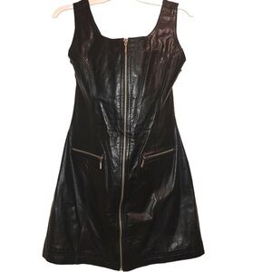 Vintage Leather Jumper Ms. Maxima Leather Fitted Full Zip Dress Scoop Neck B…